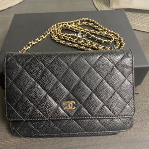 Chanel Caviar Leather wallet on chain